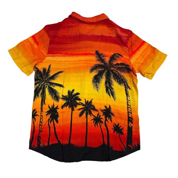 Hugo Boss Mens Ellino Relaxed Fit Sunset Short Sleeve Button Down Shirt Red S - Picture 3 of 4